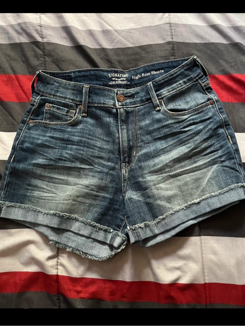 High-Rise Women's Denim Jean Shorts in Blue